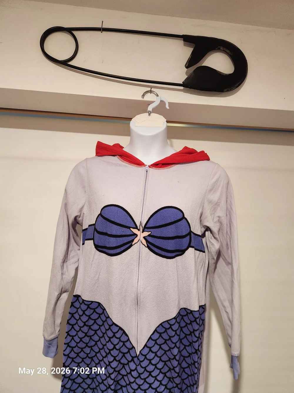 Little Mermaid Print Hooded Onesie - Purple & Teal Scale Design - Picture 2 of 4